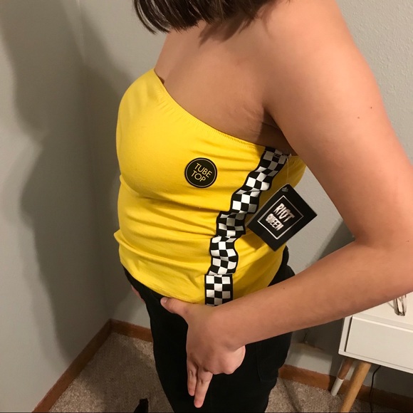 Yellow Checkered Tube Top/Skirt - Picture 5 of 7